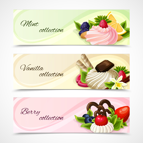 Süß-und Fruchtvektor-Banner Grafiken 01 Süßes Obst banner   