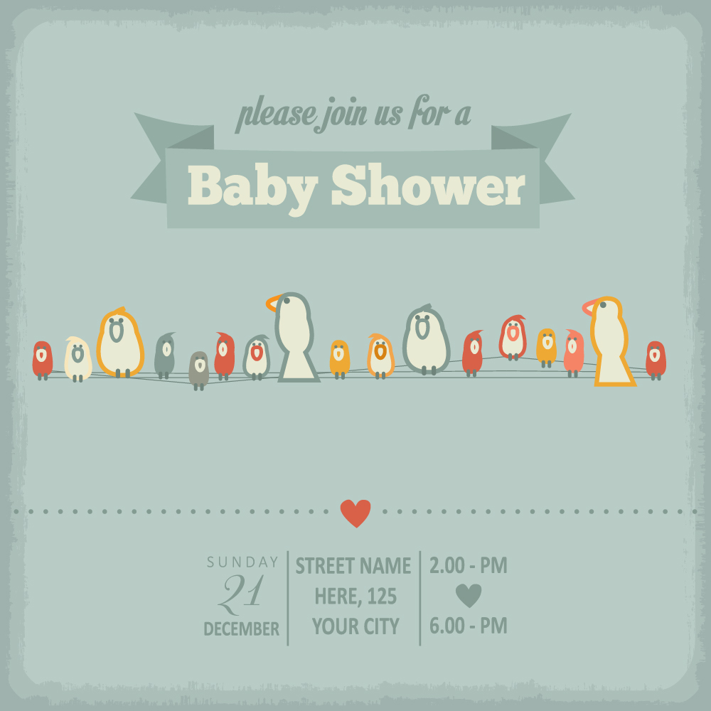 Vintage Baby-Dusche Einladungskarten Vektor 04 Vektor Jahrgang Einladung Dusche baby   