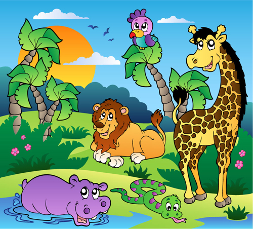 Wilde tierische niedliche Cartoon-Vektor-Set 03 wild niedliche Karikatur cartoon Animal   