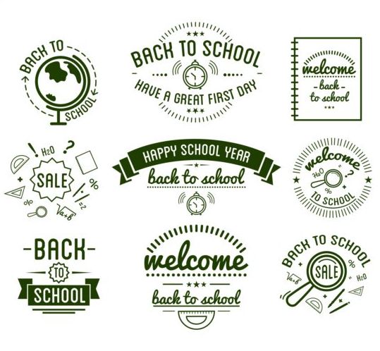 Grün zurück zu Schuletiketten Vektor Zurück Schule grün Etiketten   