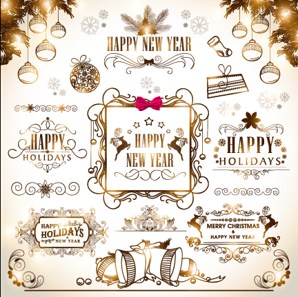 2015 Noël avec l’ornement calligraphique nouvelle année vecteur ornement nouvel an Noël calligraphic 2015   
