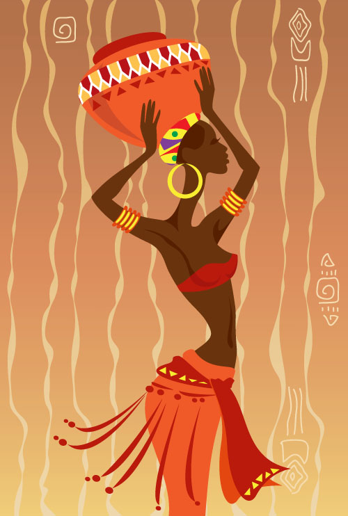 アフリカ女性 illustrtion ベクトル材料04 材料 女性 アフリカ illustrtion   
