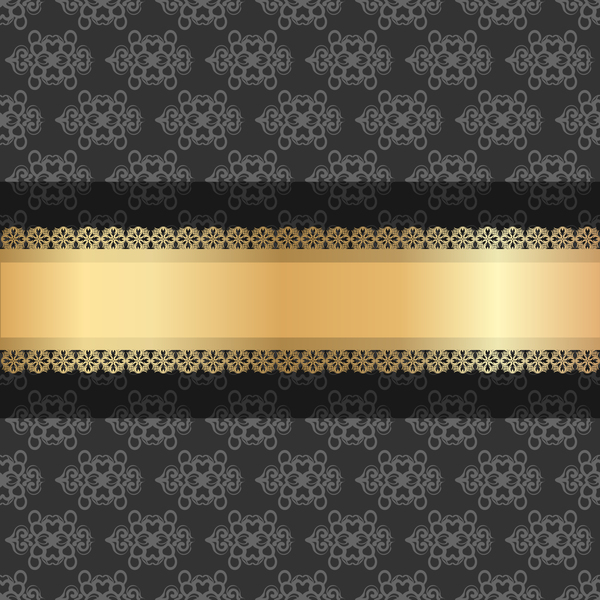 Décoration de luxe noir avec le fond de ruban d’or vecteur 03 ruban or Noir luxe decoration   