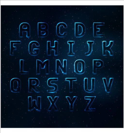 Vecteur bleu d’alphabet de lumière lumière Bleu alphabet   