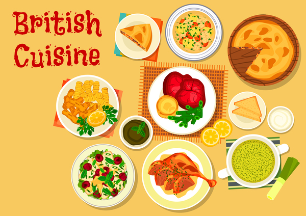 Britische Küche Lebensmittel Material Vektor 05 Küche Essen britisch   