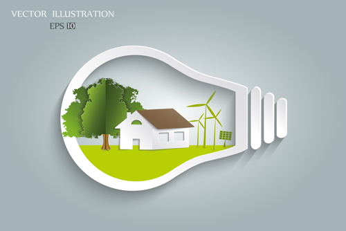Ampoule avec Eco Business illustration vecteur 02 eco business Ampoule   