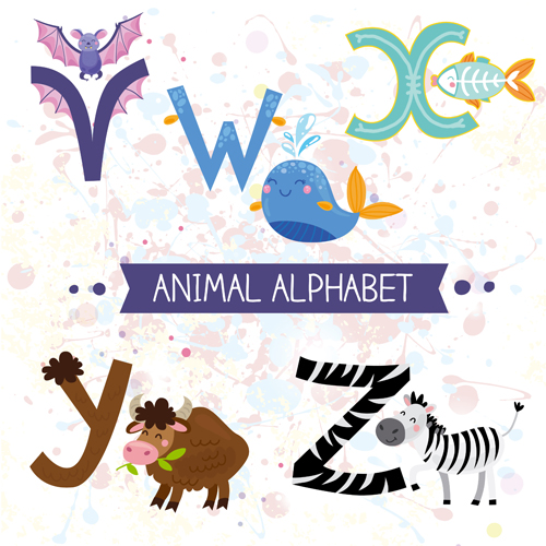 Cartoon animal alphabets deisng vector set 07 cartoon Animal alphabets   