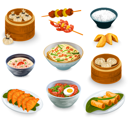 Chinesisches Lebensmittel-Vektormaterial Set 01 material Lebensmittel Chinesisch   