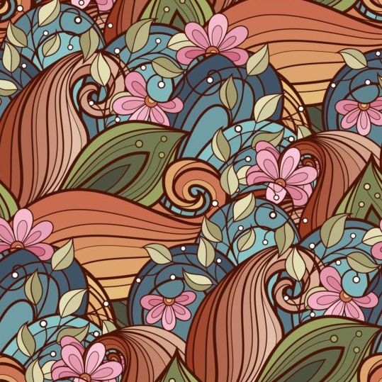 Contour floral vecteur seamless pattern 02 sans soudure motif floral contour   