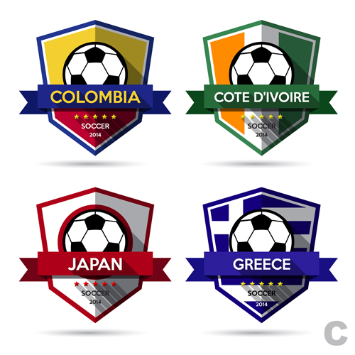 Kreative Fußball-Vektoretiketten setzen 02 labels Kreativ Fußball   