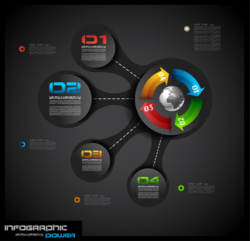 Vecteur d’affaires d’infographies de style sombre 19 style infographies dark business   