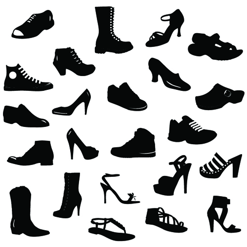 異なる靴のデザインベクトルシルエット01 靴 異なる シルエット   