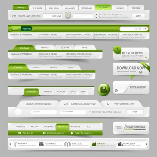 Frisches grünes Website-Menü Material Vektor website menu green fresh   