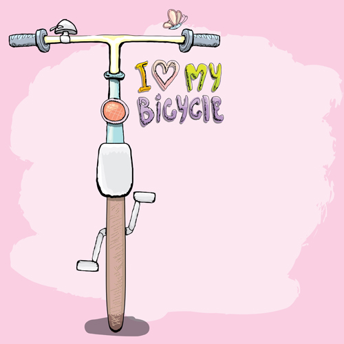 Handgezeichnet liebe ich meinen Fahrrad-Design-Vektor 06 Liebe hand gezeichnet Fahrrad design   