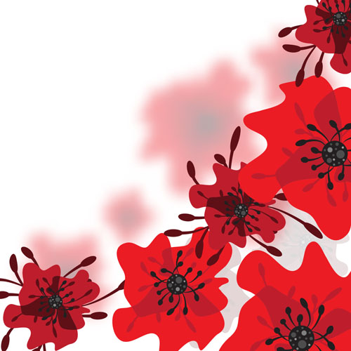 Handgezeichnete rote Blumenhintergründe Vektor 02 Hintergründe hand gezogen Blume   