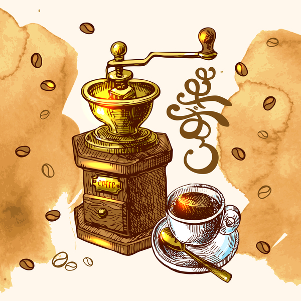 手描きのスケッチコーヒー要素ベクトル04 要素 描画 手 スケッチ コーヒー   