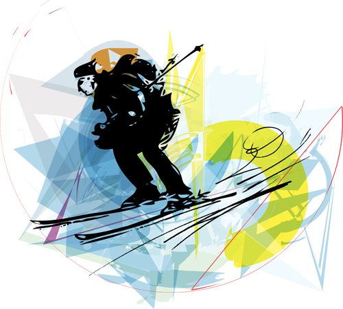 Handgezeichnete Skisketch-Vektorchgestaltung 11 Skizze Skifahren hand gezeichnet design   