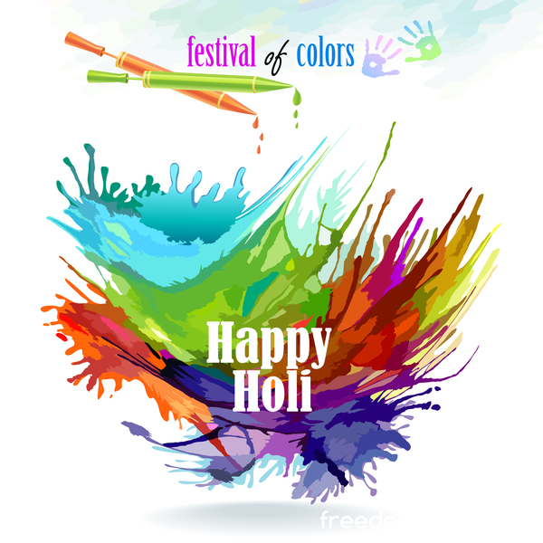 Happy Holi Festival mit Farb-Hintergrundvektor 02 holi happy festival Farbe   