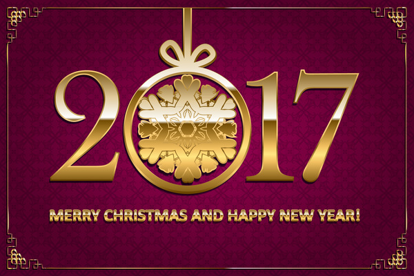 Happy New Year avec Noël 2017 vecteur de texte doré 09 year Noël new happy golden 2017   