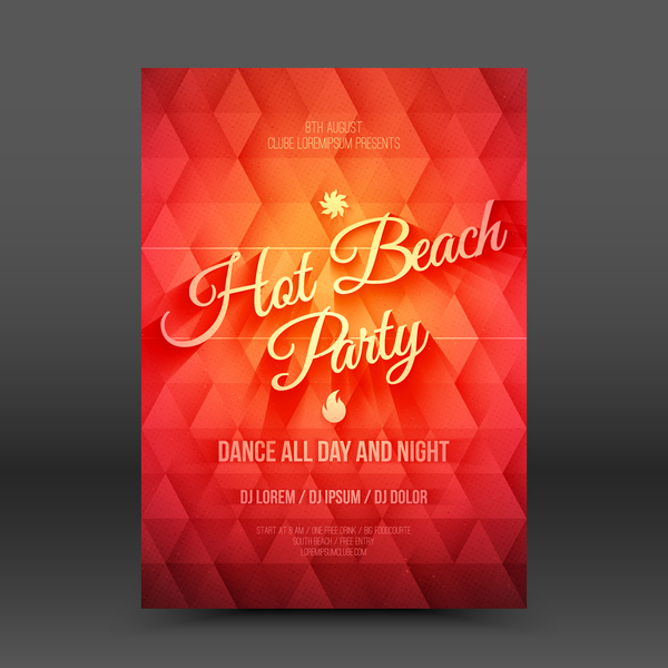 Hot Beach Party Flyer modèle vecteur 01 plage flyer fête chaud   