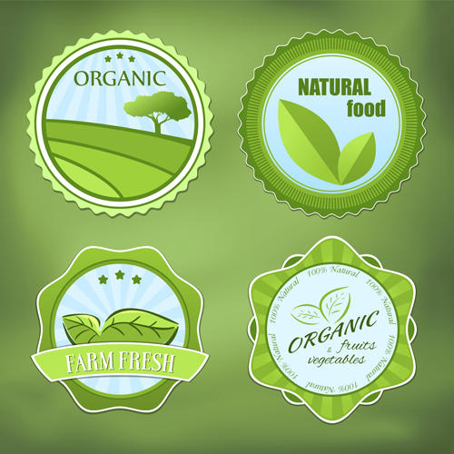 Beschriftet grünem Naturvektormaterial Natürlich grün Etiketten   