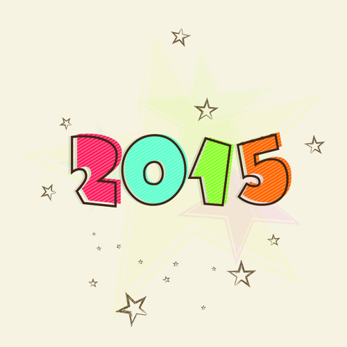Neujahr 2015 Textgestaltung Set 12 Vektor text Neujahr 2015   
