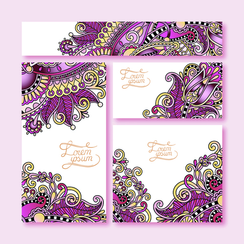 Ornement floral motif cartes vecteur matériel 03 ornement motif floral motif floral cartes   