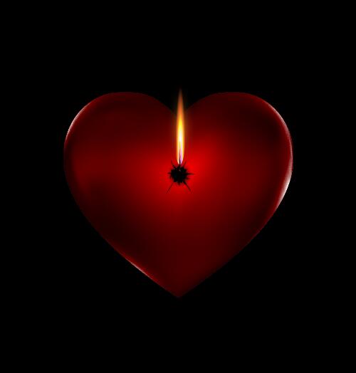 Rotes Herz prägt Kerzen vecor rot Kerzen Herz form   