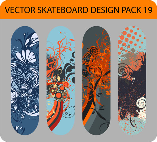 Stilvolles florales Skateboard-Vektor-Set 08 stylish skateboard floral   