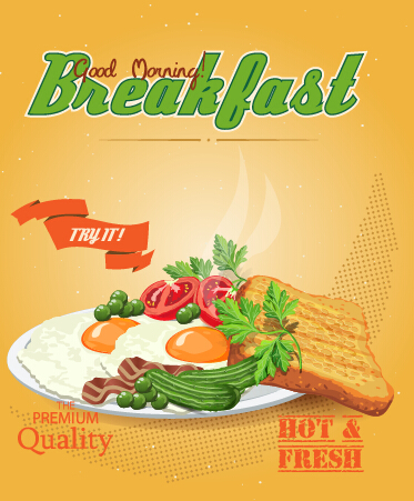 Vector Retro petit déjeuner affiche design graphique 03 poster design poster petit-déjeuner Graphique   