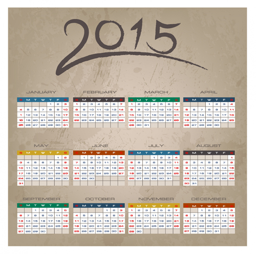 Vintage grunge 2015 Kalendervektor Kalender Jahrgang grunge 2015   
