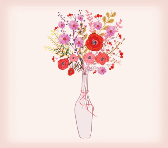 Fleurs d’Aquarelle avec vecteur de bouteille fleurs bouteille aquarelle   