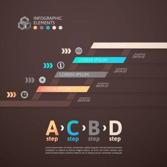 Infographie brune avec des vecteurs origami matériel 04 origami infographie brun   