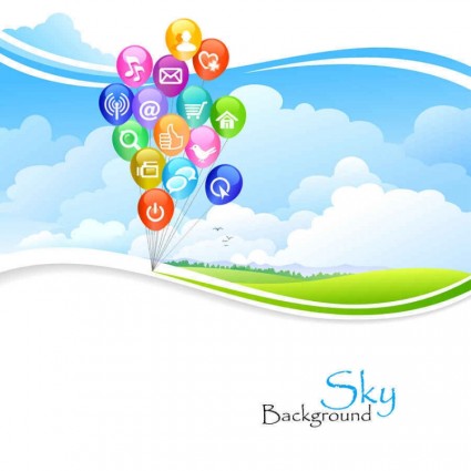 青い空のウェブアイコンベクトル背景 風景 背景 漫画 ウェブアイコン   