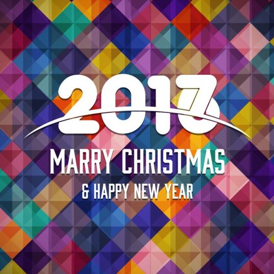 2017 Noël et nouvel an avec vecteur de fond géométrique 01 Noël neuf géométrique fond année 2017   