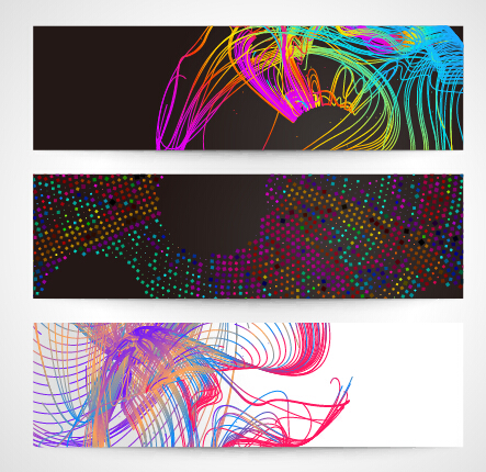 Abstrakt farbige Linien Banner Vektor 04 Linien farbig banner abstract   