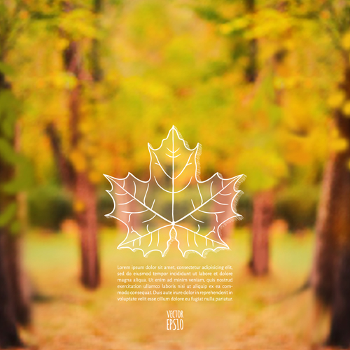 Herbstblattumrandung mit verschwommenem Hintergrundvektor 04 verschwommen outline Hintergrundvektor Hintergrund Blatt   