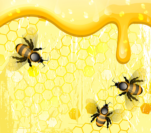 Bienen und Honig-Hintergrundvektordesign Honig Hintergrund Bienen   