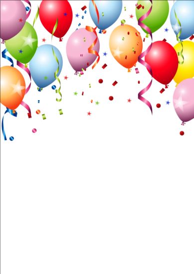 Confettis colorés de fond d’anniversaire avec le vecteur de ballon 01 fond confettis coloré ballon Anniversaire   
