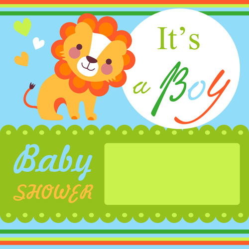 Lion de dessin animé avec le vecteur de carte de bébé lion dessin animé carte   