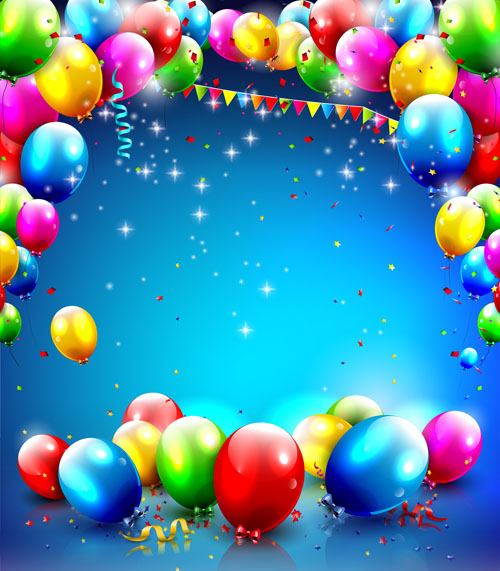 Konfetti und bunte Luftballons Geburtstagshintergrund Vektor 02 Luftballons Konfetti Geburtstag Bunt ballon   