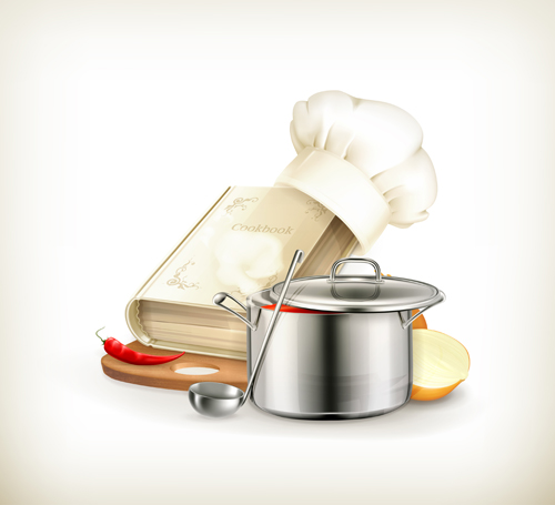 野菜と鍋ベクトル01とクッキングブック 鍋 野菜 書籍 料理   