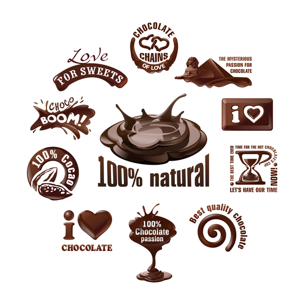 Creative Chocolate logos vector set 01 logos Créatif Chocolat   