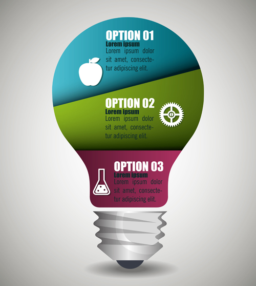 Creative ampoule vecteur infographique matériel 01 infographique Créatif Ampoule   