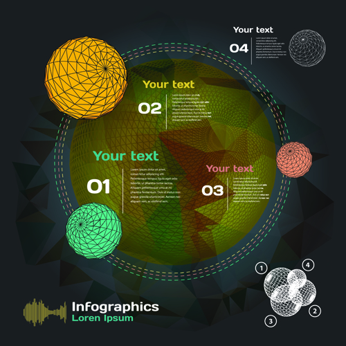 Dunkle Infografik mit Diagrammen Vektoren 12 Infografik diagramme dark   