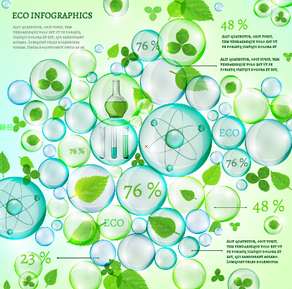 Öko-Infografik und hinterlässt Blasenvektor 10 Öko Infografik Blätter Blase   