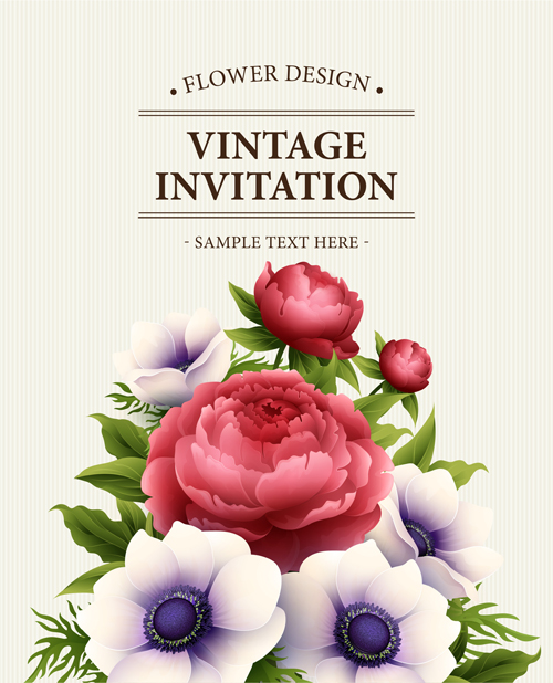Fleur Design invitations Vintage carte vecteur 04 vintage invitations fleur design carte   