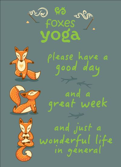 Renards avec vecteur de carte de yoga 04 yoga renards carte   