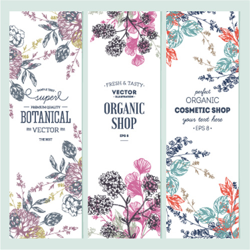 Handgezogene Blumenbanner vektoren Illustration 04 illustr hand gezeichnet floral banner   