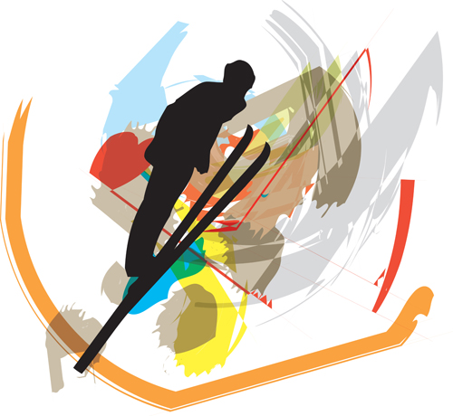 手描きスキースケッチベクトルデザイン01 描画 手 デザイン スケッチ スキー   